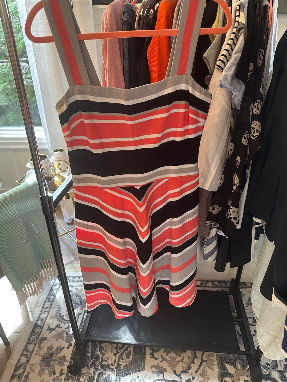 Banana Republic Coral, Navy & White Striped Sleeveless Dress